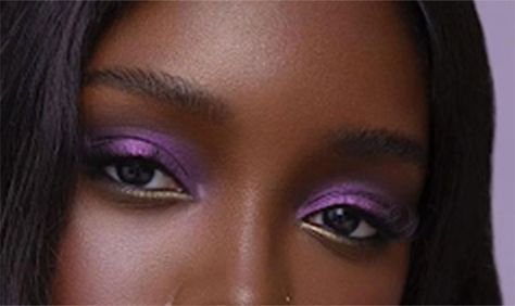 Eyeshadow Purple Looks, Sparkly Purple Eyeshadow, Purple Makeup For Brown Eyes, Purple Black Makeup, Violet Makeup Look, Dark Purple Makeup Looks, Purple And Gold Eye Makeup, Tangled Makeup, 1800s Makeup