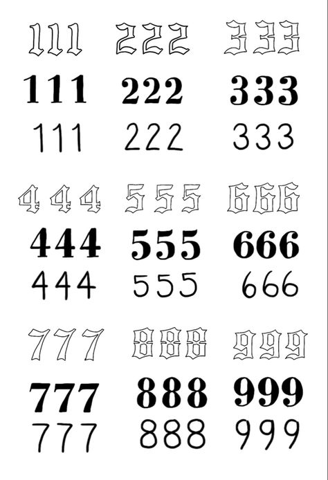 put together by me :) Cool Tattoo Fonts Numbers, Tattoos Numbers Fonts, Numbers Different Fonts, Different Number Fonts For Tattoos, Different Fonts For Tattoos Numbers, Simple Fonts For Tattoos, Best Number Fonts For Tattoos, Different Fonts For Numbers, Tattoo Lettering Practice