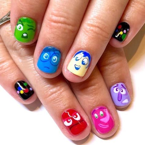 Nails Nails Disney, Disney Nail Designs, Disney Inspired Nails, Nail Art Halloween, Disney Nail, Ombre Nail, Disney Inside Out, Nail Art Disney, Nails Salon