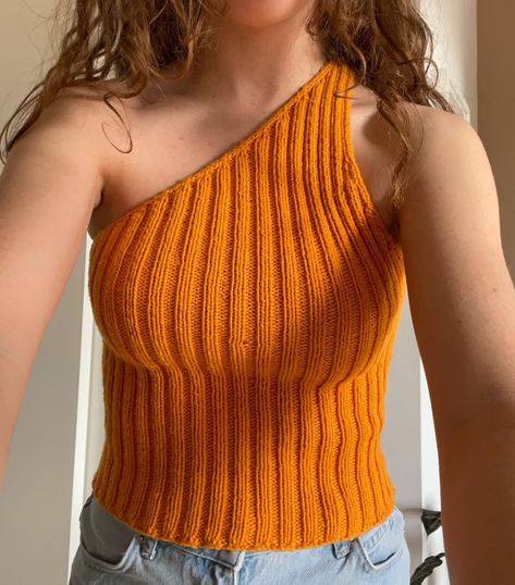 One Shoulder Knit Top, Knit Summer Dress, Knit Top Patterns, Rib Stitch, One Shoulder Top, Knitted Top, Bhutan, One Shoulder Tops, Summer Ready