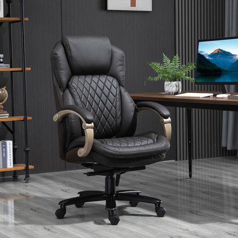 Vinsetto Heavy Duty Office Chair 350lbs Capacity, Mesh & Faux Leather, Rocker Ergonomic, Adjustable Height with Wheels - On Sale - Bed Bath & Beyond - 33332136 Mens Executive Office, Men's Office Decor, Comfy Office Chair, Conference Room Chairs, Rolling Chair, Executive Office Chair, Comfortable Office Chair, Desktop Setup, Office Chair Design