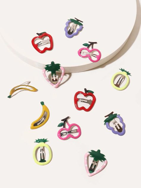 6pairs Kids Fruit Shaped Snap Hair Clip | SHEIN USA Kids Fruit, Fruits For Kids, Fruit Jewelry, Metal Hair Clips, Metal Hair, Kids Hair, Unique Boutique, Kids Hair Accessories, Metallic Hair