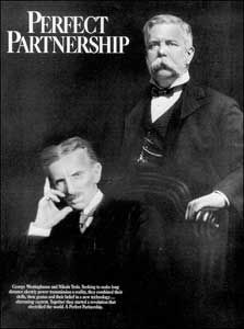 Nikola Tesla and George Westinghouse - With the big money supporting DC currents (Edison Electric, J.P. Morgan, Thomson-Houston Company - through a merger into G.E. General Electric), Pittsburgh magnate George Westinghouse stood by Tesla's AC current, because as an inventor himself, he knew that the technology was superior, and felt that it would eventually win the war of the currents. Tesla, amazingly, would later give up his $2.50 per horsepower of electrical capacity sold that he was due. Nikolai Tesla, George Westinghouse, Nicola Tesla, Nicolas Tesla, Antique Images, Nikola Tesla, Free Energy, Big Money, Mad Scientist