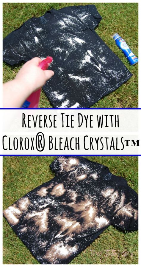 Reverse Tie Dye with Clorox® Bleach Crystals™ Tutorial @Walmart #ad #TotalBleachControl | The TipToe Fairy Bleach Shirt Diy, Tie Dye Tutorial, Tie Dye Shirts Patterns, Ty Dye, Diy Tie Dye Designs, Clorox Bleach, Tie Dye Patterns Diy, Inkscape Tutorials, Diy Tie Dye Shirts