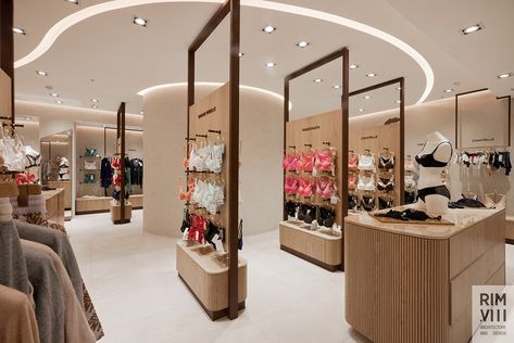 Lingerie store interior implementation :: Behance Boutique Shop Interior, Lingerie Stores, Lingerie Store Design, Multi Brand Store, Store Interior Design, Food Courts, Retail Store Interior Design, Clothing Store Interior, Retail Interior Design