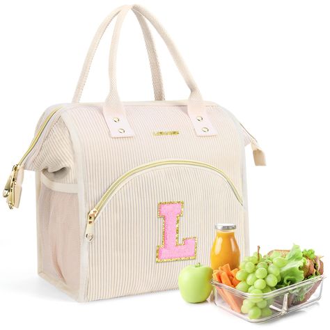 PRICES MAY VARY. 【Fashionable Lunch Bag】The A-Z initial lunch bag with pink chenille patches, uniquely designed preppy lunch box for women, exquisite appearance and wrinkle-resistant shape make you say goodbye to the simple bag on the way to work and replace it with this practical and show your beauty-insulated lunch bag suitable for your elegant style. It can make your charm get the greatest praise! The fashionable style design makes the lunch bag ideal to be used by both men and women. 【Person Preppy Lunch, Fashionable Lunch Bags, Tote Bag For Work, Lunch Boxes For Women, Personalized Lunch Bags, Chenille Patches, Simple Bag, Cooler Tote Bag, Cooler Tote