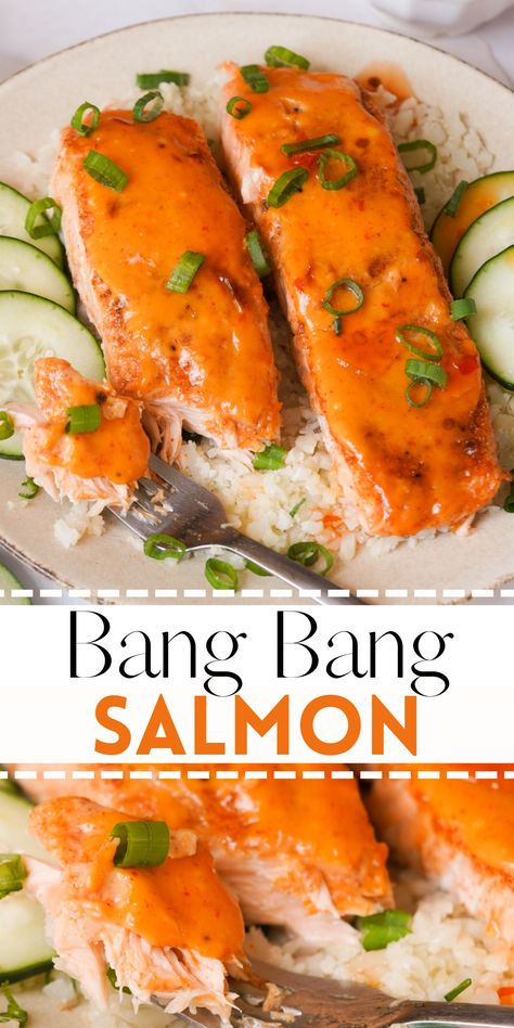 Salmon Recipes Siracha, Salmon Thai Chili Sauce, What To Make With Sweet Chili Sauce, Sweet Chili Sauce Salmon, Spicy Baked Salmon, Salmon Recipes Mayo, Thai Salmon Recipes, Salmon Bang Bang, Salmon Recipes Spicy