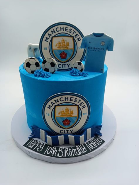 Manchester City Cake Ideas, Manchester City Cake, Soccer Cakes, Rugby Cake, Hockey Cakes, Soccer Birthday Cakes, Sweet Birthday Cake, Football Birthday Cake, City Cake