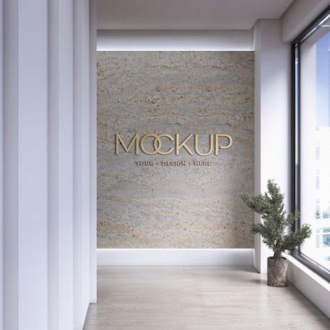 Logo on marble wall mockup | Premium Psd #Freepik #psd #business #marble #wall #personal Marble Logo, Company Logo Wall, Stone Accent Walls, Metal Signage, Wall Signage, Wall Mockup, Logo Wall, Company Logo Design, Marble Wall