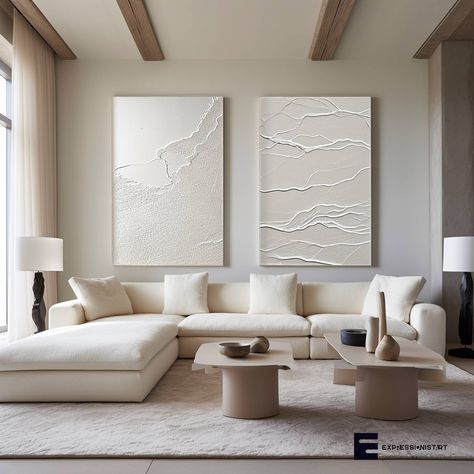 *Title: Set of 2 white Abstract Painting  *The Size of the original painting: 2P 24X36（1P24x18）=Two total size 24x36 (each 24x18) *Original handmade oil acrylic painting on canvas by brush and palette knife *Style: Modern, Contemporary, Abstract, Set of 2 white Abstract Painting 3D White Minimalist Ocean Waves Art Painting on Canvas Set of 2 white Wall Art Textured Wall Art *Shipping: Rolled in a tube, Framed. *Free Shipping *10 Days full money refund accepted (On request I can paint this subjec Set Of 2 Textured Wall Art, Wave Art Painting, Long Artwork, Waves Wall Art, Ocean Waves Art, White Abstract Painting, Waves Art, Wall Art 3d, Painting 3d