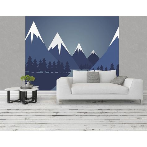 Mountain Wall Mural Nursery, Boys Room Blue Walls, Mountain Mural Kids Room, Mountain Accent Wall, Mountain Wall Decal Nursery, Woodland Mural, Mountain Wall Mural, Mountain Mural, Nursery Wall Decor Boy