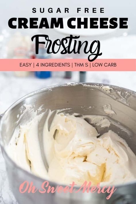 Sugar Free Frosting Recipe, Sugar Free Cream Cheese Frosting, Keto Frosting, Paleo Easy, Healthy Frosting, Healthy Cream Cheese, Sugar Free Frosting, Thm Sweets, Cream Cheese Frosting Easy