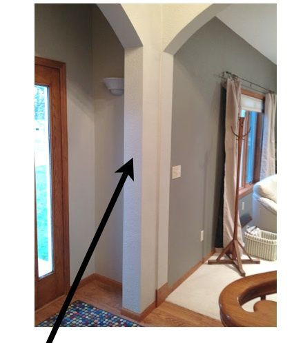 Painting Archways, Transitioning Paint Colors Between Rooms, Painting Archways Between Rooms, Paint Transition Between Rooms, Decorate Archway In Home, Archway Painting Ideas, Archway Decor Living Room, Living Room Archway Ideas, Painted Archway