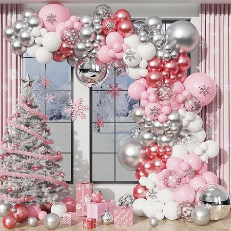 Amazon.com: Pink Winter Wonderland Balloon Garland arch Kit Pink Chrome Silver White Balloons set for Winter Wonderland Holiday Christmas Baby Shower Snow Princess Birthday Party Decorations : Home & Kitchen Snow Princess Birthday Party, Pink Winter Wonderland, Pink Christmas Decor, Princess Birthday Party Decorations, Ballon Party, Cookie Decorating Party, Pink Christmas Decorations, Pink Winter, Christmas Baby Shower