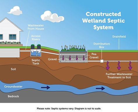 Types of Septic Systems | US EPA Constructed Wetland, Grey Water Recycling, Septic Tank Design, Septic Tank Systems, Septic Systems, Home Engineering, Sewer System, Sewage System, Water Fall