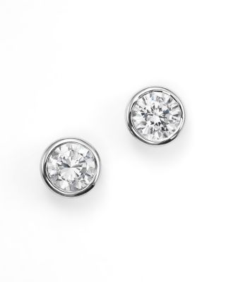 BLOOMINGDALE'S DIAMOND BEZEL SET STUD EARRINGS IN 14K WHITE GOLD, .50 CT. T.W. - 100% EXCLUSIVE. #bloomingdales # Silver Crystal Earrings, Bezel Set Earrings, Diamond Earrings Studs Round, Bezel Earrings, Jewelry Staples, Luxury Earrings, Halo Earrings Studs, Bezel Set Diamond, Round Stud Earrings