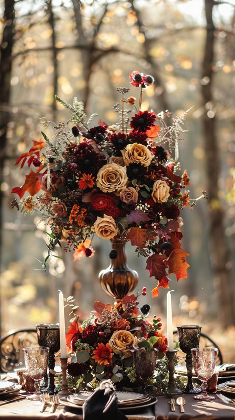 Fall Wedding Church Decorations, Fall Wedding Aisle Decor, Gothic Fall Wedding, Wedding Flowes, Fall Reception, Zita Elze, Autumn Wedding Inspiration, Outdoor Thanksgiving, Fall Wedding Ideas