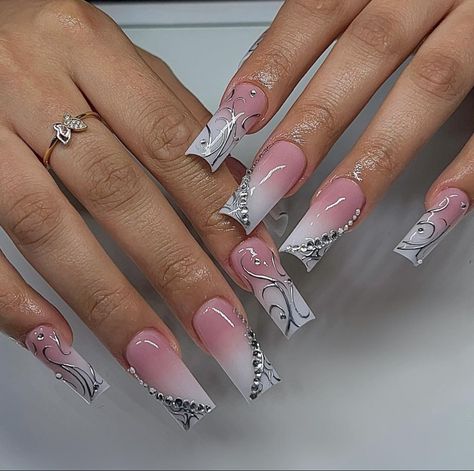 Nails With Cross, Simple Manicure, Long Acrylic Nails Coffin, Unique Acrylic Nails, Nail Swag, Bling Acrylic Nails, Trendy Nail Art, Nagel Inspo, Upgrade Your Look