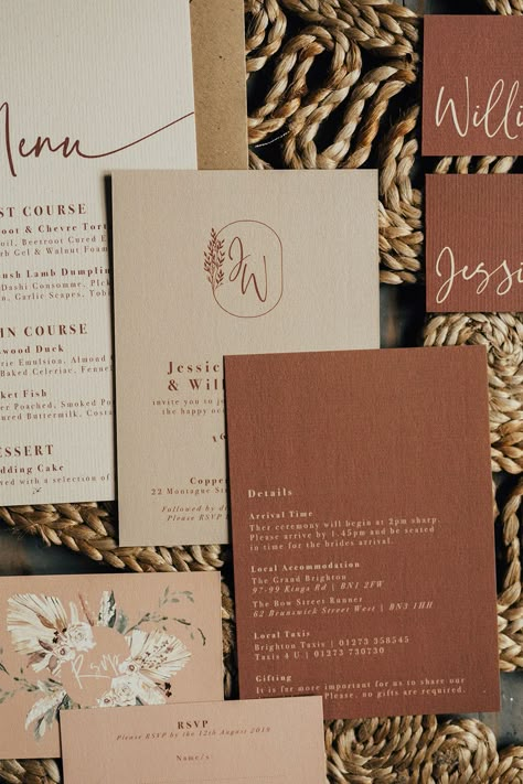 Bohemian Wedding Stationery, Rustic Colours, Modern Bohemian Wedding, Couple Monogram, Wedding Peach, Tan Wedding, Couples Monogram, Monogram Wedding Invitations, 카드 디자인