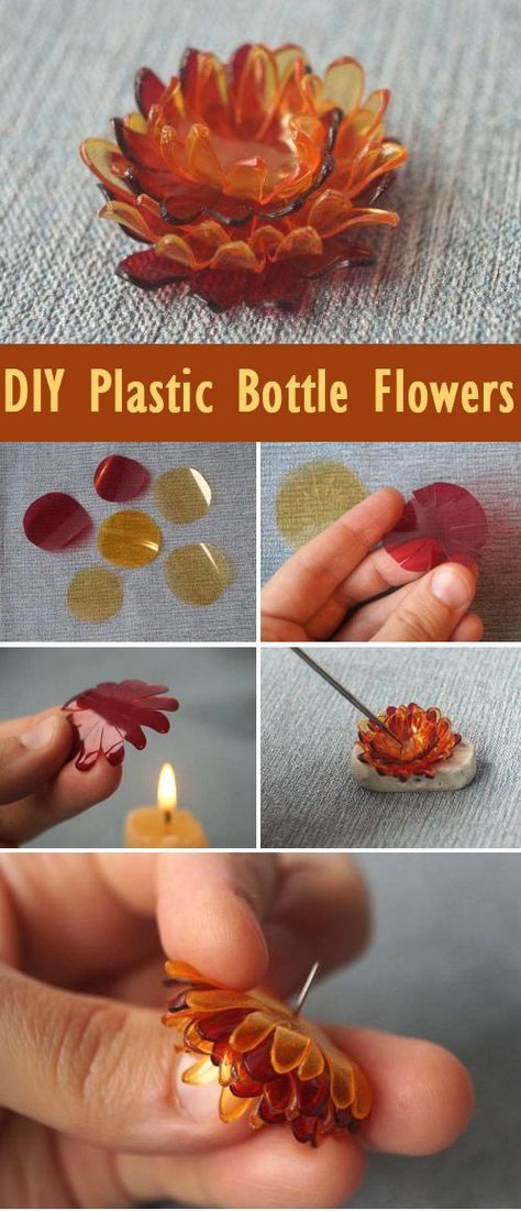 DIY Plastic Bottle Flowers Tutorial  http://www.free-tutorial.net/2017/04/diy-plastic-bottle-flowers-tutorial.html Bottle Flowers, Upcycle Plastic, Reuse Plastic Bottles, Plastic Bottle Flowers, Plastic Bottle Art, Diy Plastic Bottle, Fleurs Diy, Plastic Bottle Crafts, Plastic Crafts