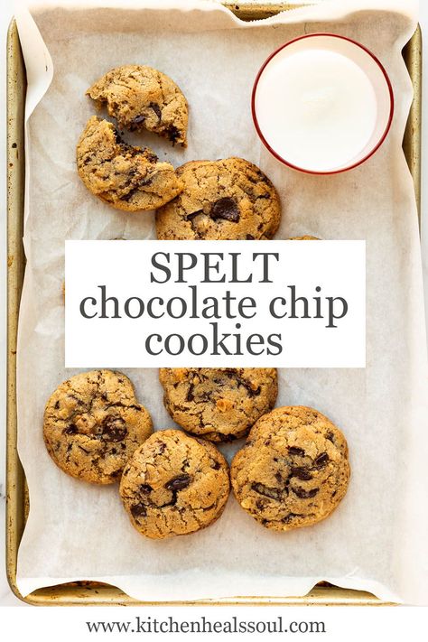 Spelt Flour Scones, Spelt Flour Dessert Recipes, Spelt Flour Chocolate Chip Cookies, Baking With Spelt Flour, Spelt Chocolate Chip Cookies, Spelt Flour Biscuits, Healthier Biscuits, Spelt Flour Cookies, Milling Flour