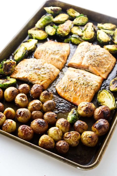 Sheet Pan Salmon with Brussels Sprouts and Potatoes Salmon Recipes Potatoes, Sheet Pan Salmon And Potatoes, Salmon And Brussel Sprouts, Salmon And Brussels Sprouts, Salmon Brussel Sprouts, Sheet Pan Salmon And Brussel Sprouts, Sausage Potato Brussel Sprout Sheet Pan, Salmon And Brussel Sprouts Sheet Pan, Salmon Broccoli Potatoes