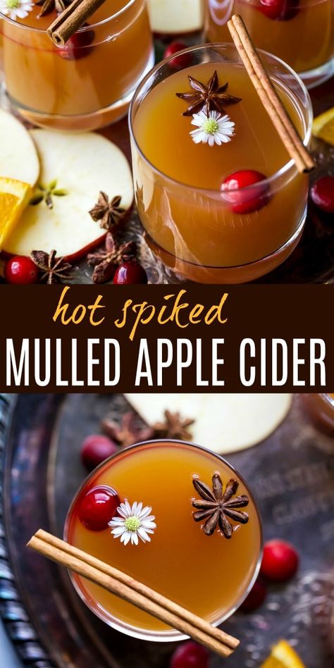 Spiked Hot Apple Cider, Mulled Apple Cider Recipe, Spiked Apple Cider Recipe, Hot Apple Cider Recipe, Apple Cider Drink, Spiked Apple Cider, Mulled Apple Cider, Cider Drinks, Apple Cider Recipe