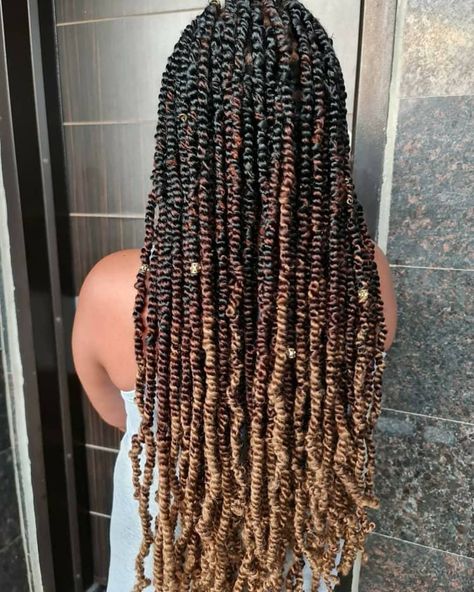 Two Tone Passion Twist, Passion Twist Color Ideas, Passion Twists Hairstyle With Color, Passion Twists Hairstyle, New Braided Hairstyles, Fav Hairstyles, Hair Braid Patterns, Spring Twist Hair, Cornrows Braids For Black Women