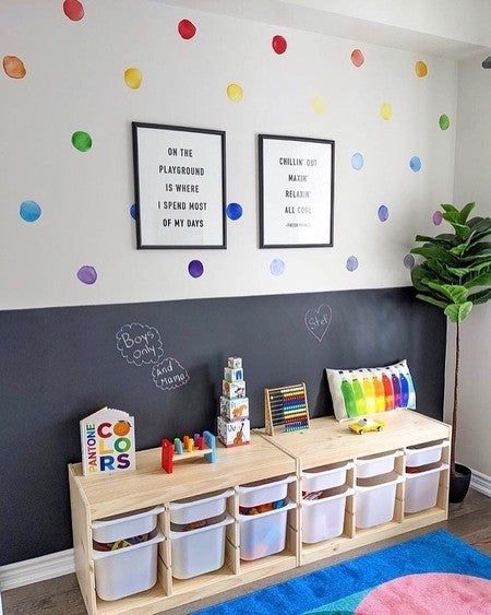 Playroom Paint, Small Playroom, Toy Room Decor, Fun Room, Colorful Playroom, Baby Playroom, Baby Nurseries, Basement Playroom, Boys Playroom