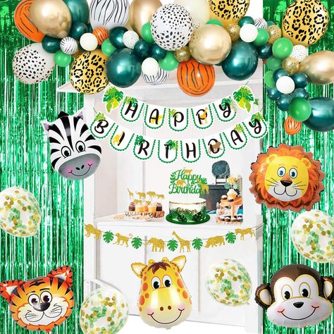 PRICES MAY VARY. 🐯【Safari Decorations】Our jungle party decorations are the color of the jungle as the theme, wild jungle animals, and children have a party together, and the animals all come together to celebrate the birthday of the children. Jungle safari theme party is a jungle adventure as the main body so that children can love jungle animals from an early age, Adults can also tell interesting stories about animals 🐯【Safari Theme Party Supplies For Kids】Our jungle decor Including 70pcs saf Safari Birthday Decorations, Safari Balloons, Jungle Theme Party, Safari Baby Shower Decorations, Jungle Balloons, Jungle Theme Birthday Party, Jungle Party Decorations, Birthday Party Props, Animal Theme Birthday