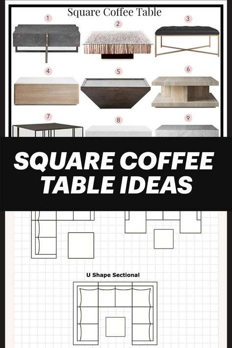 coffee table ideas Modern Coffee Tables Living Rooms, Oversized Square Coffee Table, Square Coffee Table Decor, Square Coffee Table Styling, Coffee Table For Small Living Room, Coffee Table With Seating, Sectional Coffee Table, Square Glass Coffee Table, Coffee Table Small Space