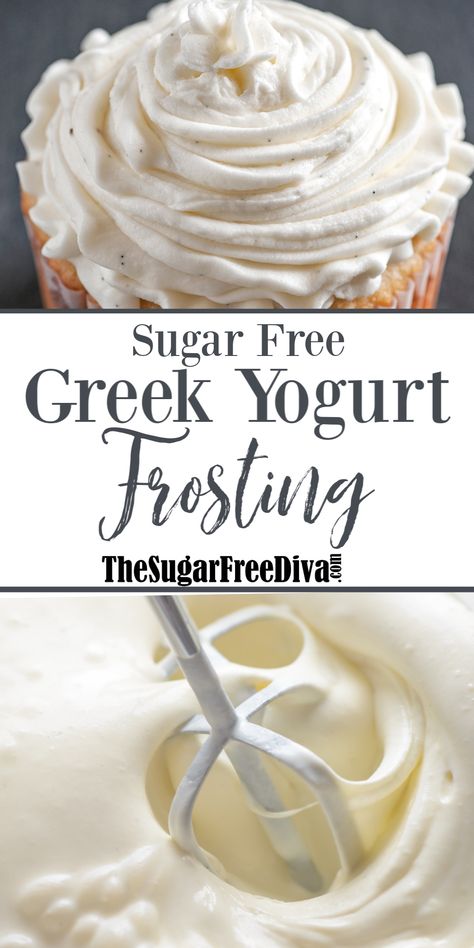 Fat Free Sugar Free Recipes, Ww Icing Recipe, Low Calorie Buttercream Frosting, Greek Yogurt Frosting Recipe, Healthy Buttercream Frosting Recipe, Healthy Frosting Recipe Clean Eating, Low Carb Icing For Cake, Low Calorie Icing Recipe, Greek Yogurt Icing Recipe