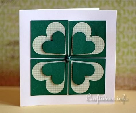 Valentine Craft Ideas, Clover Card, St Patricks Day Cards, Valentine Craft, Homemade Card, St Patrick's Day Decorations, Good Luck Cards, Irish Pride, St Patrick's Day Crafts