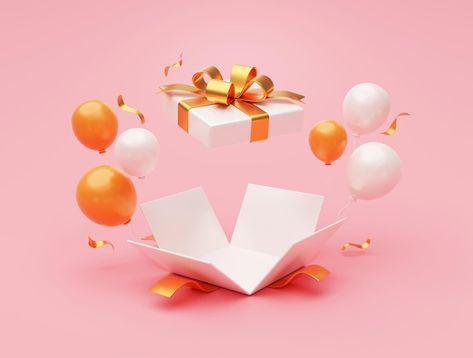 Open gifts box present with balloon and ... | Free Photo #Freepik #freephoto #red-gift #gift-3d #surprise-gift #gift Open Gift Box Illustration, Gift Box Design Ideas, Gift Box Opening, Gift Background, Surprise Gift Box, Gifts Banner, Present Box, Gifts Box, Gift Box Design