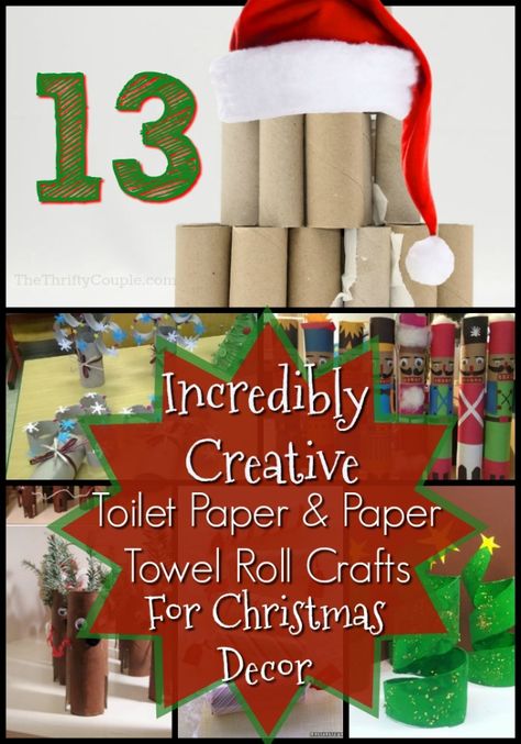 Can you believe these are made from toilet paper and paper towel rolls? Seriously amazing! We have shared so many ideas for reusing so many items, including toilet paper rolls and paper towel rolls. But, since we are in the Christmas season, we had to share these incredibly creative Christmas... Tissue Roll Crafts, Paper Towel Roll Art, Cardboard Tube Crafts, Crafts For Christmas, Paper Towel Crafts, Christmas Toilet Paper, Paper Towel Tubes, Paper Christmas Decorations, Wrapping Paper Rolls