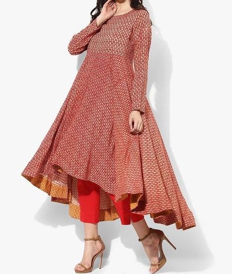 Tail Frock Design, High Low Kurti Designs, High Low Frock, Pakistani Clothes Casual, Tail Frock, Anarkali Kurti Design, High Low Kurti, Flared Anarkali, Designer Dresses Elegant