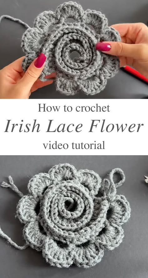 Irish Lace Motifs Free Pattern, Irish Freeform Crochet, Irish Crochet Lace Patterns Free, Irish Crochet Flower Pattern Free, Irish Lace Crochet Pattern Tutorials, Crochet Flower Patterns Diagram, Crochet Flat Flower, Ireland Crochet, Clover Crochet Pattern