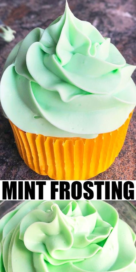 MINT FROSTING RECIPE- Quick and easy whipped buttercream frosting recipe, homemade with simple ingredients. Rich, creamy, fluffy, silky smooth, stable, holds its shape. Great for spreading, piping, cake decorating. Flavored with mint extract and colored with green food coloring. Can also add cocoa powder or chocolate chips. Best for brownies, cakes, cupcakes, cookies. From CakeWhiz.com # mint #frosting #icing #buttercream #nobake #dessert #christmas #stpatricksday Mint Frosting Recipe, Mint Buttercream Frosting, Whipped Buttercream Frosting, Piping Cake, Mint Cupcakes, Nobake Dessert, Mint Frosting, Icing Buttercream, Whipped Buttercream