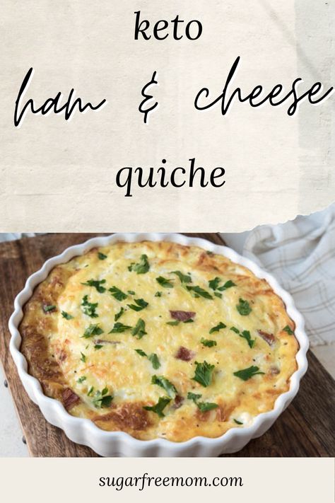 This easy keto ham and cheese quiche is a great way to use left over ham or swap with chicken. Every mouthwatering bite has creamy mascarpone and mozzarella mixed throughout, making this a decadent, satisfying keto meal! #sugarfreemom #ketorecipes #breakfastrecipes #easyrecipes #ketobreakfast Quiche With Mozzarella Cheese, Keto Breakfast Casserole Ham, Keto Ham And Cheese Quiche, Ham Spinach Cheese Quiche Crustless, Keto Ham Egg And Cheese Casserole, Ham And Cheese Quiche, Best Keto Meals, Savory Cheese, Cheese Quiche