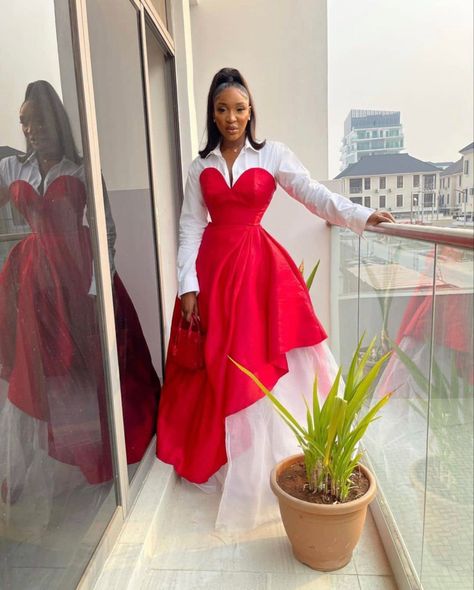 Red African Dress Ankara Styles, African Design Dresses Classy, Ankara Dress Designs Chic, Elegant Dresses Classy Modest, Growth And Evolution, Ankara Dress Designs, Robes Glamour, Chic Dress Classy, Corporate Dress