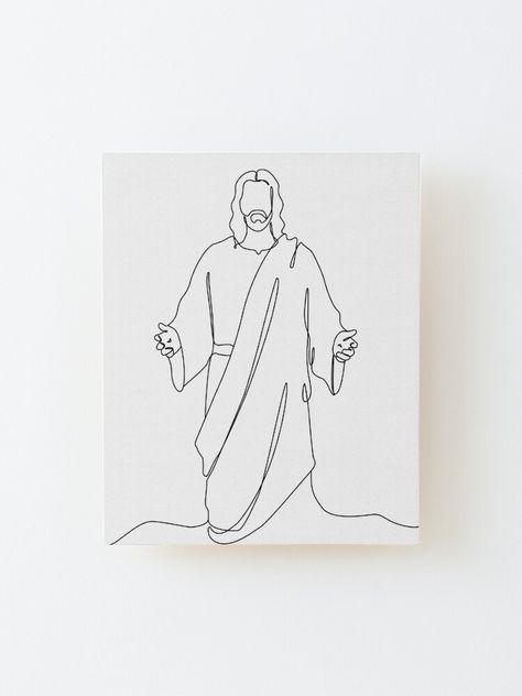 Wall-ready birch plywood print 1/4 inch (6mm) thick with rounded corners Wood grain may be visible through print Mount directly to the wall using 3M tabs Wood spacer helps print stand out 3/4 inch (2cm) from the wall. One continuous one drawn line art doodle of a spiritual Jesus Christ with the lamb. Isolated image of a hand-drawn outline on a white background. God Outline, Jesus Christ Sketch, Jesus Outline, Biblical Sketches, Biblical Drawings, Jesus Line Art, Quilling Templates, Christian Line Art, Jesus Christ Face