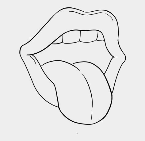 Mouth And Tongue Drawing, How To Draw Lips With Tongue Out, Tounge Out Drawings, Tounge Out Drawing, Tongue Sticking Out Drawing, Mouth Doodle, Drawing Tongue, Tounge Out Face, Tongue Out Drawing