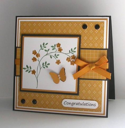 Cards With Brads, Homemade Greeting Cards, Congrats Card, Square Card, Butterfly Cards, Congratulations Card, Pretty Cards, Paper Crafts Cards, Card Layout