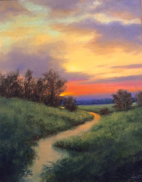 The Collection Golden Hour Painting, Sunset Paintings, Fall Canvas Art, Sunset Oil Painting, Golden Hour Sunset, Sunset Painting Acrylic, Painting Pastel, Western Artwork, Lake Art