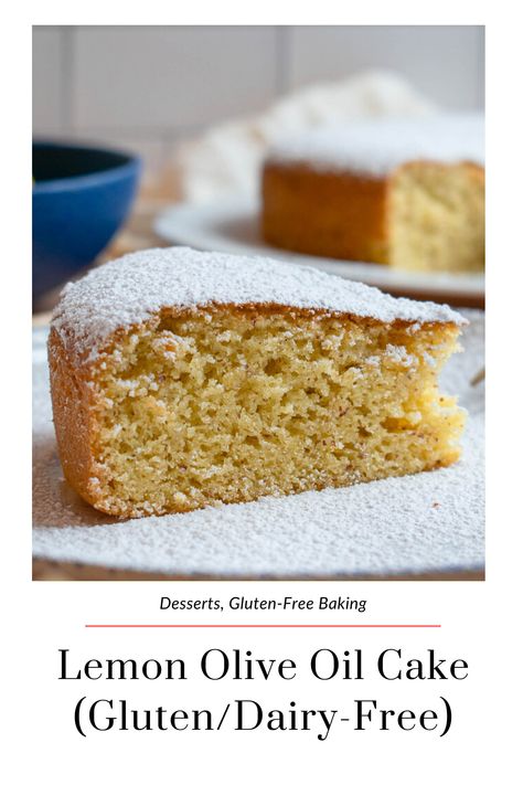 Olive Oil Cake Gluten Free, Dairy Free Lemon Cake, Oil Cake Recipe, Dairy Free Cake Recipe, Gluten Free Lemon Cake, Glutenfri Baking, Olive Oil Cake Recipe, Lemon Olive Oil Cake, Dairy Free Baking