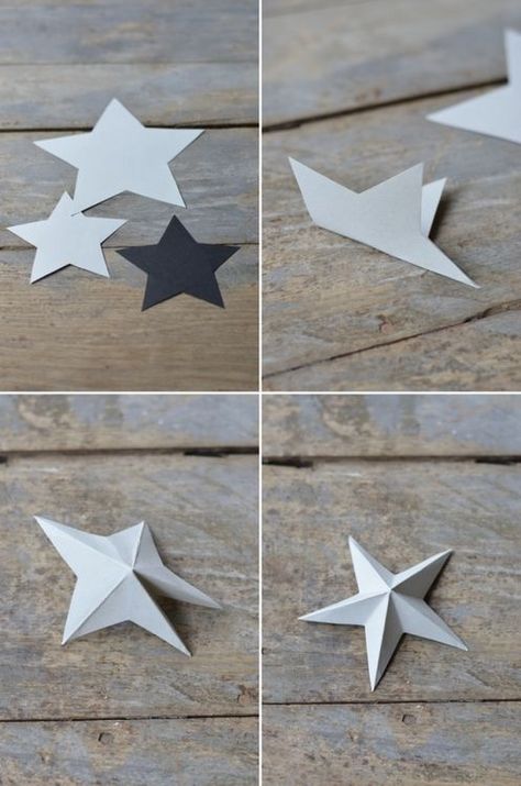 DIY Paper Art Projects – Learn How to Make 3D Paper Stars [Video Tutorial Included]  [ Read More at http://homesthetics.net/diy-paper-art-projects-learn-make-3d-paper-stars-video-tutorial-included/ © Homesthetics - Inspiring ideas for your home.] Vika Papper Jul, Folded Paper Stars, 3d Paper Star, Diy Paper Art, Paper Art Projects, Navidad Diy, Star Diy, Paper Stars, Noel Christmas