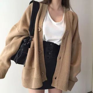 Khaki Cardigan, Casual Chique Stijl, Plain Cardigan, Style Désinvolte Chic, Haine Diy, Style Casual Chic, Pullover Outfit, Cute Cardigans, Áo Len Cardigan