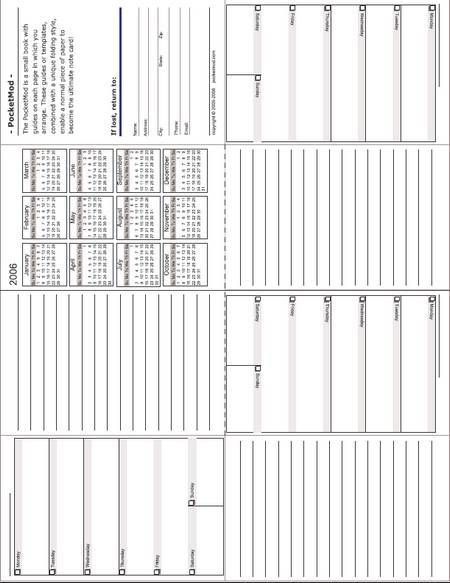 Came across this website the other day which offers one the ability to 'create' a paper based PDA, or should that be PPA – Pocket Paper Assistant, from a sheet of A4/Letter paper. V… Memory Keeping Journal, Daily Planner Book, Craft Closet Organization, Cute Daily Planner, Creating A Bullet Journal, Book Cover Template, Mini Planner, Commonplace Book, Budget Planner Printable