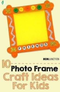 Crafty Picture Frames, Craft Stick Picture Frame, Craft Photo Album Ideas, Photos Crafts Ideas, Arts And Crafts Picture Frames, Kids Craft Picture Frame, Preschool Picture Frame Craft, Craft With Photos, Diy Kids Picture Frames