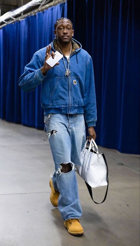 Jalen Williams Outfit, Kanye West Style Outfits, Jalen Williams, Vogue Outfits, League Fits, Carhartt Jacket Outfit, Guys Prom, Carhartt Detroit, Prom Outfit